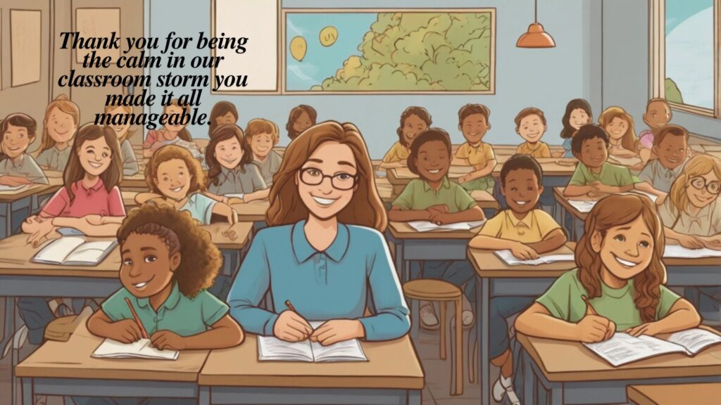 Thoughtful thank you message to volunteers in the classroom